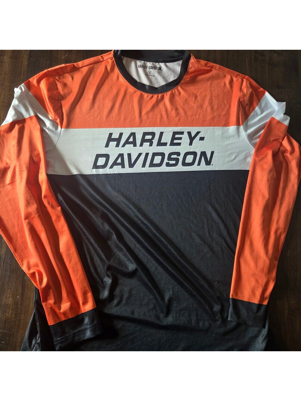Harley Davidson orange black long sleeve jersey